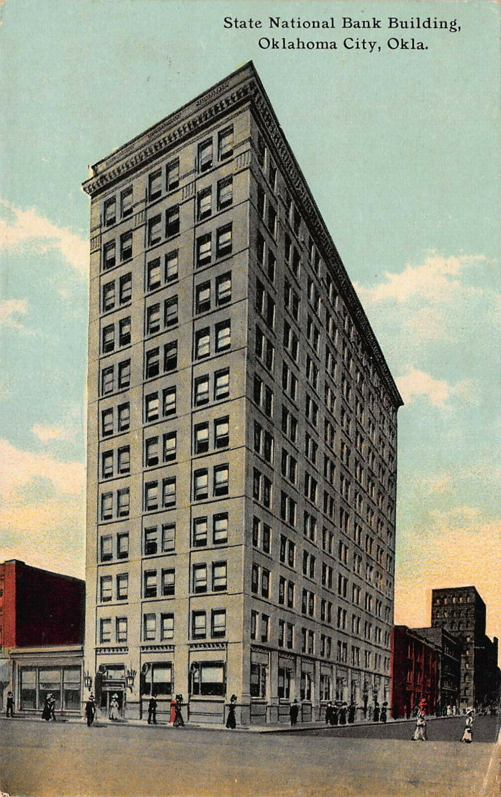 State National Bank Building, Oklahoma City, Oklahoma, Early Postcard, Used