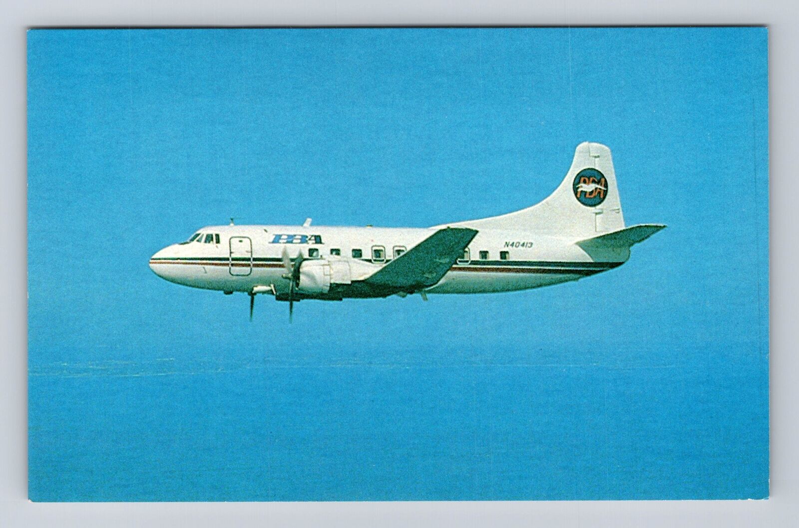PBA Regional Airline, The Martin 404 Aircraft, Advertising, Vintage Postcard