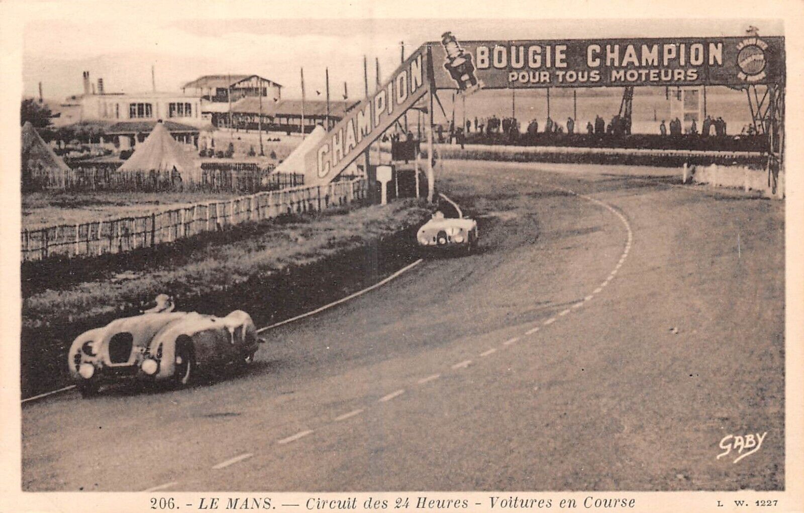 Old Motor Racing View Le Mans France Circuit de la Sarthe 50s Postcard