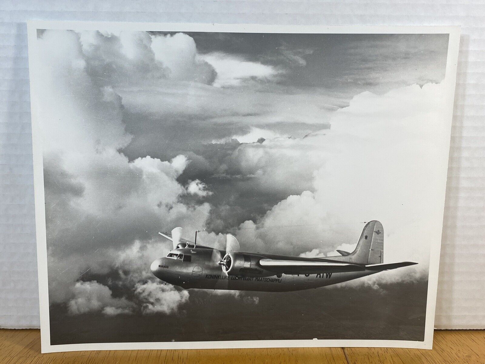 Douglas DC-5 PJ-AIW Koninklijke Luchtvaart Maatschappij VTG Stamp ES-6723 B&W