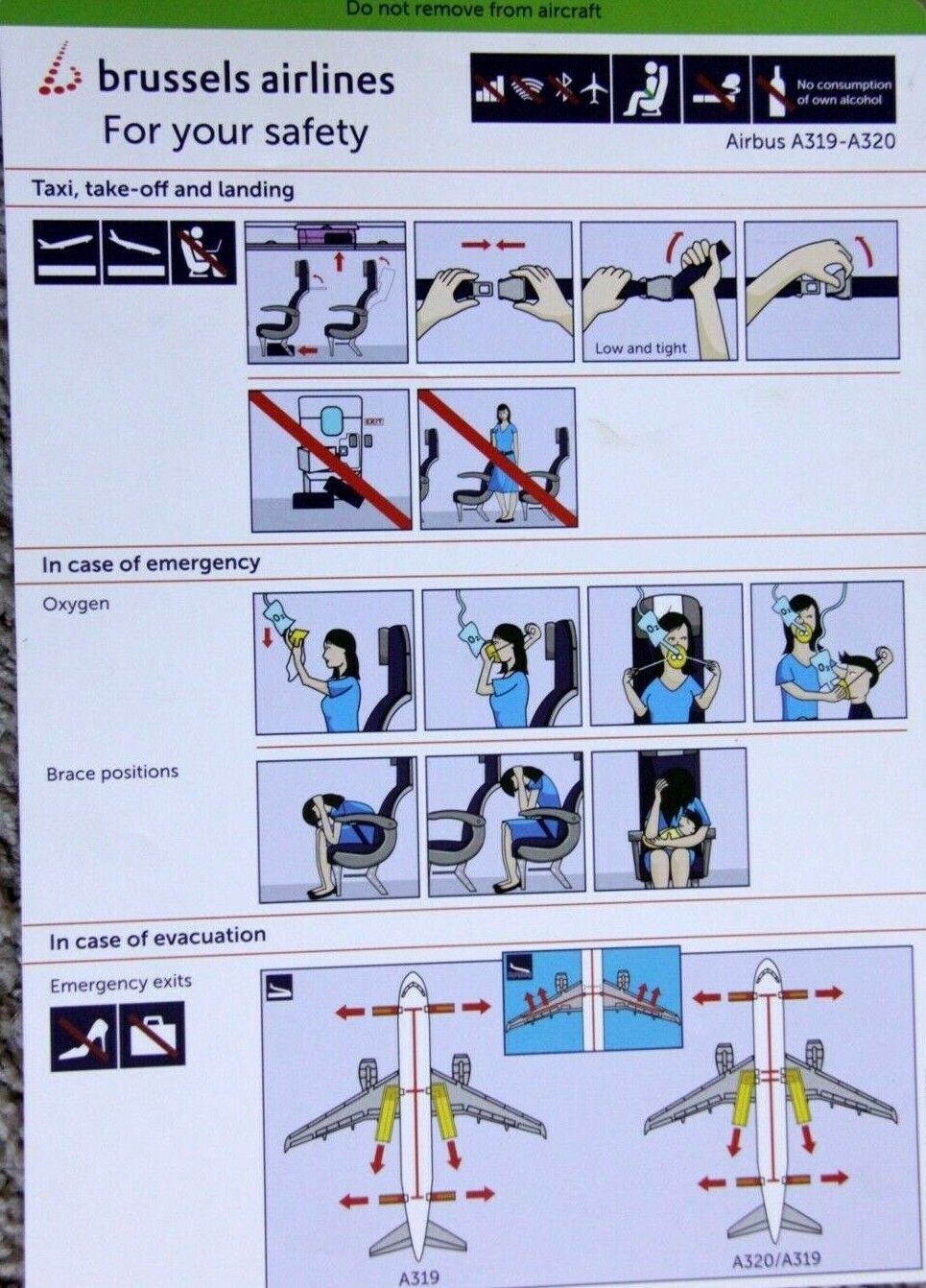 BRUSSELS AIRLINES AIRBUS A319-A320 SAFETY CARD 