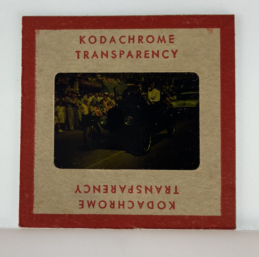 Vintage Kodachrome Transparency Original 35 mm Photo Black Vehicle In Parade G8