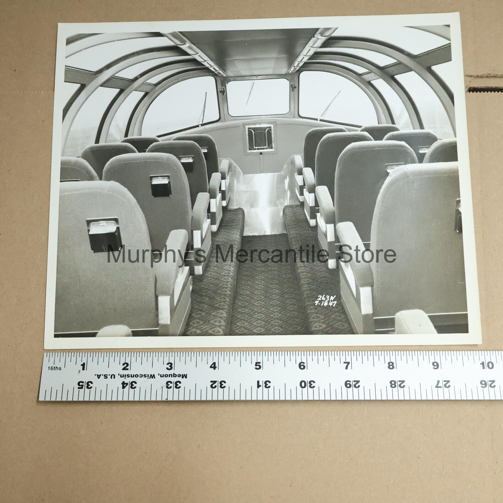 Passenger Train Observation Car Inside the Observation Dome 8x10in 1947 Photo