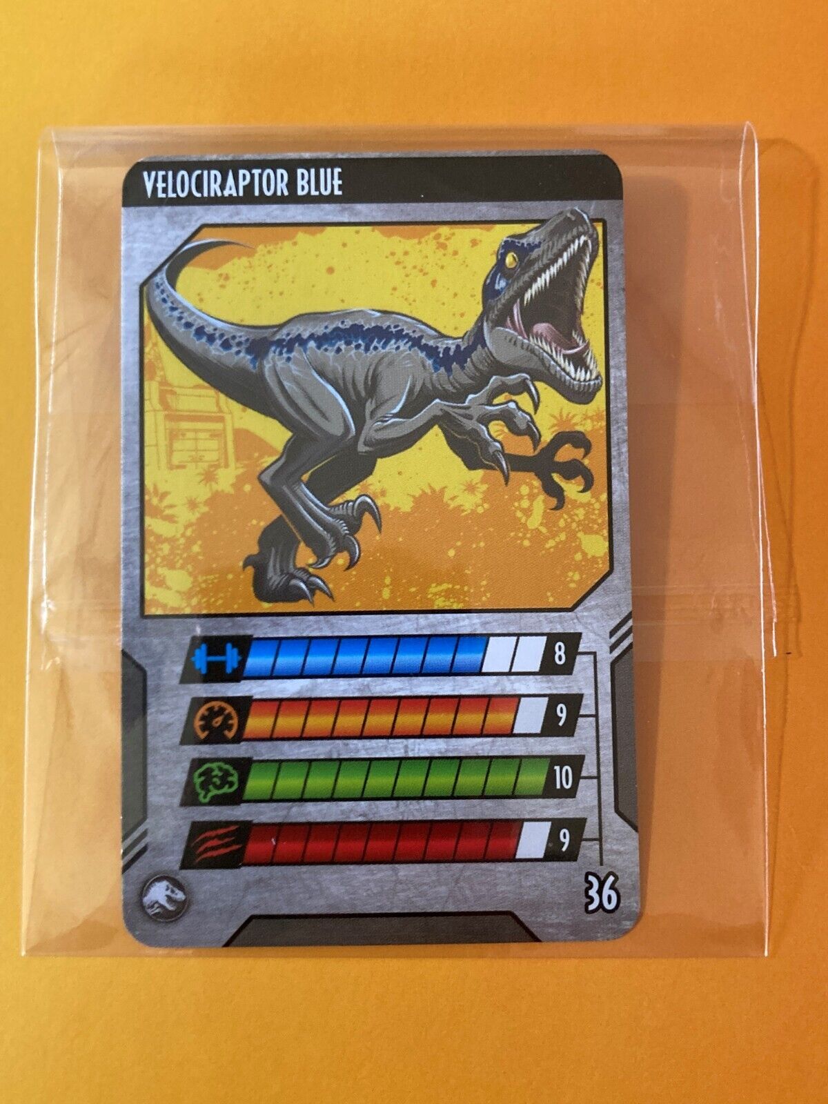 2017 Mattel Jurassic World Trading Card Velociraptor (Blue) #36