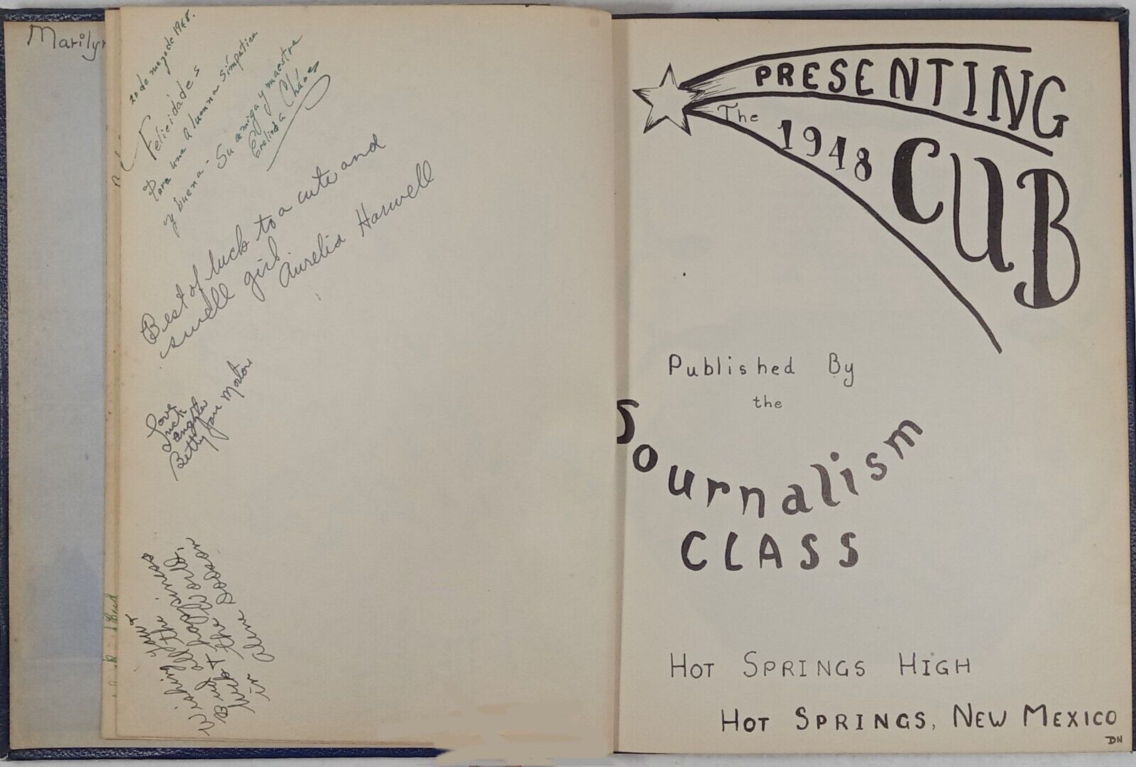 The Cub New Mexico Hot Springs High School Year Book 1948 Written In 