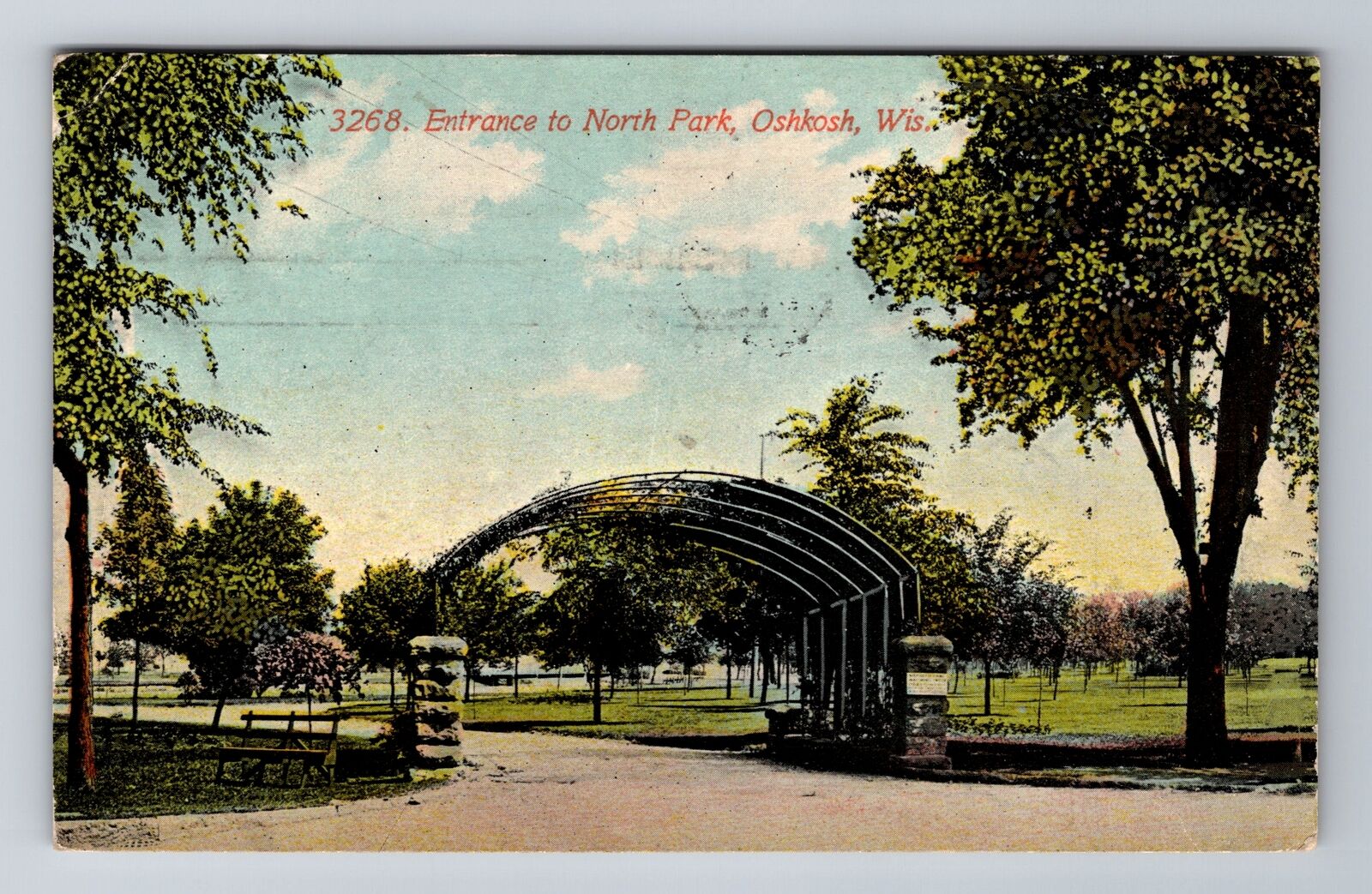 Oshkosh WI-Wisconsin, Entrance To North Park, Antique, Vintage c1911 Postcard