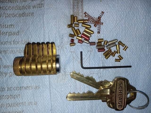 Schlage Everest Cutaway Lock Cylinder  2x C123 Keys + EZ Swap Pins & Drivers