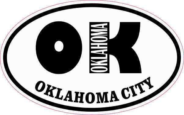 4in x 2.5in Oval OK Oklahoma City Sticker Car Truck Vehicle Bumper Decal