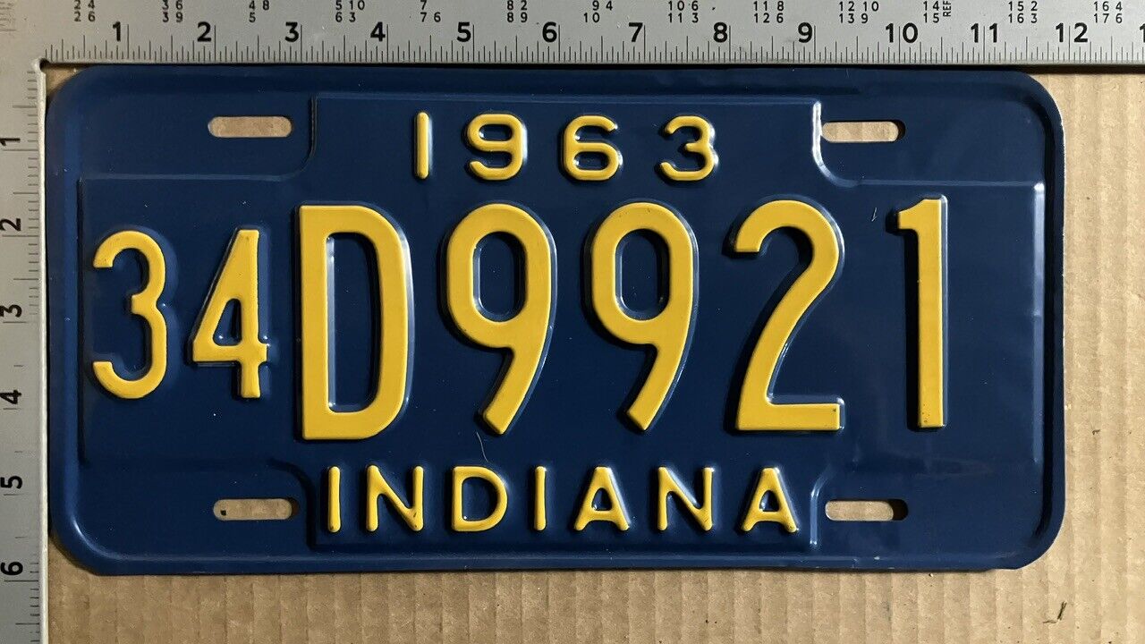 1963 Indiana license plate 34 D 9921 YOM DMV Howard choice quality 10591
