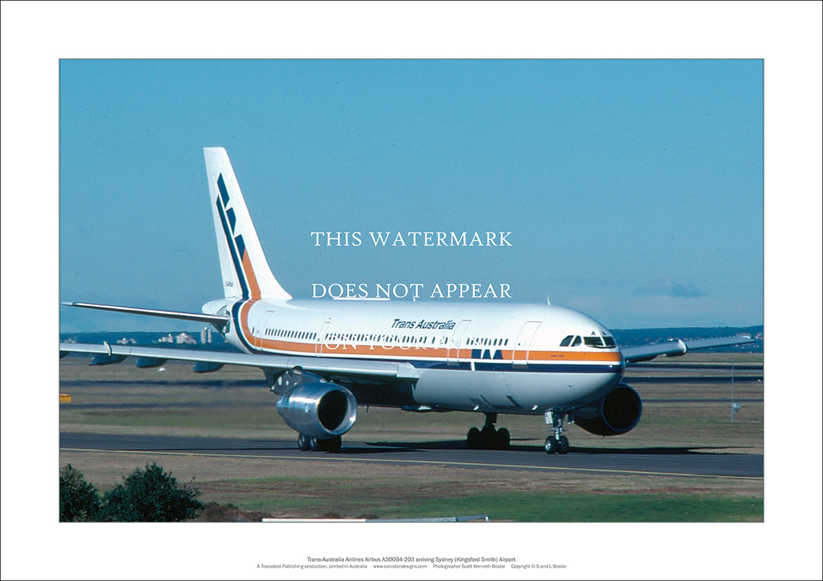 TAA Airbus A300B4-203 A3 Art Print – Arriving Sydney – 42 x 29 cm Poster
