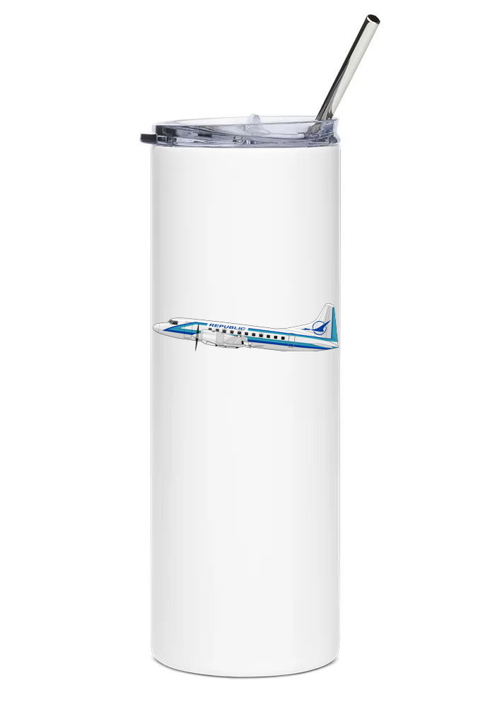 Republic Airlines Convair Stainless Steel Water Tumbler with straw - 20oz.
