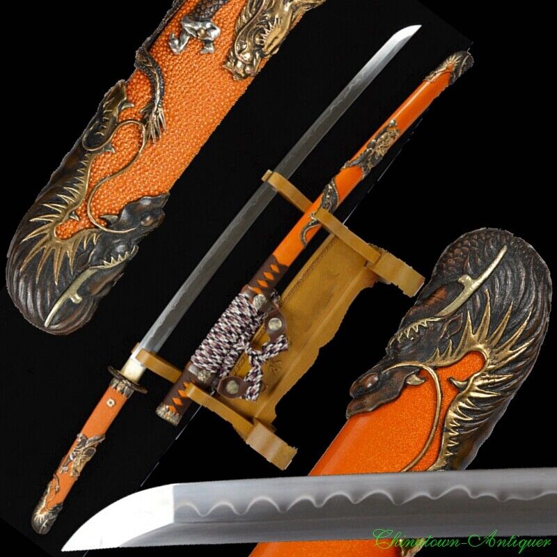 Sharp JP Tachi Sword Katana Hand Forged T10 Steel Clay Tempered Full Tang #2342