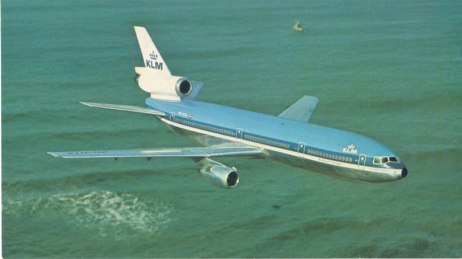 KLM Royal Dutch Airlines issue Large 5x9 POSTCARD Spacious DC-10-30 Jet 1970's