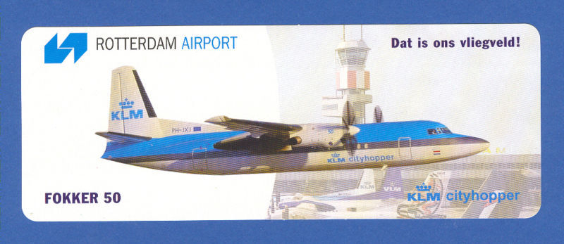 Fokker 50 KLM CityHopper  Rotterdam Airport Label