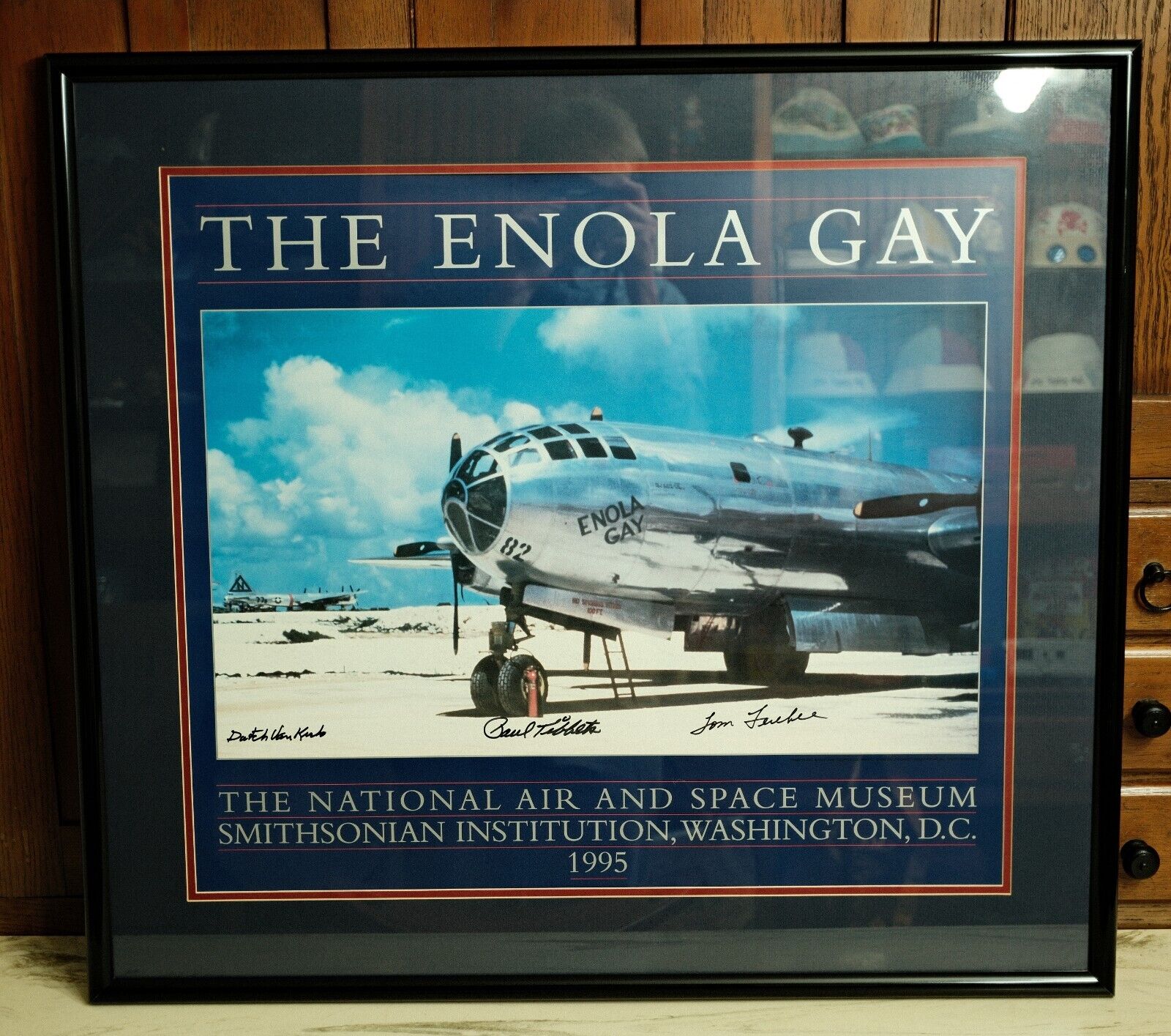 WWII 1945 1995 50th The Enola Gay B-29 National Air & Space 3 Crew Signed Poster
