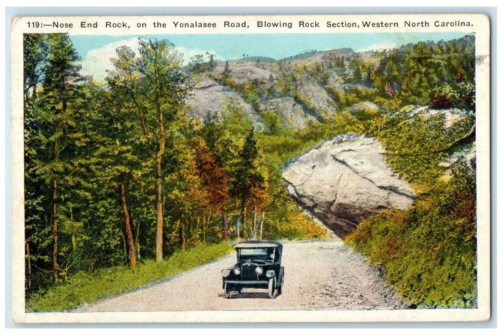 1934 Nose End Rock Yonalasee Road Blowing Rock Section North Carolina Postcard