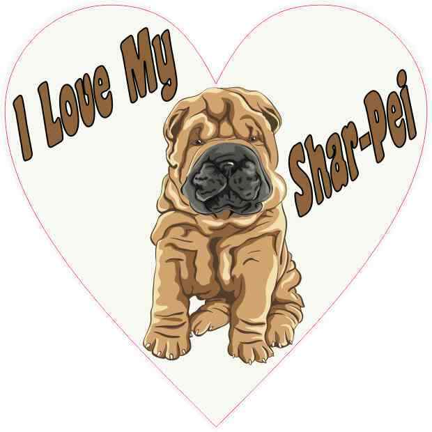 4 X 4  I Love My Shar-Pei Heart Sticker Vinyl Decal Animal Window Dog Stickers