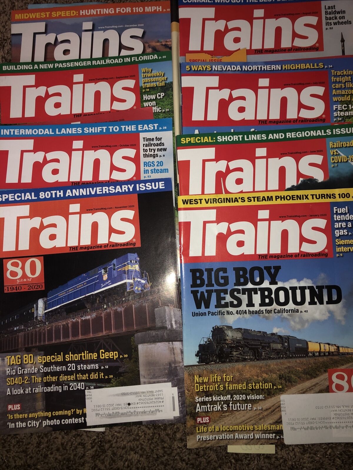 Trains 2020 Magazine Jan June July Aug Sept Nov Dec 8 Issues
