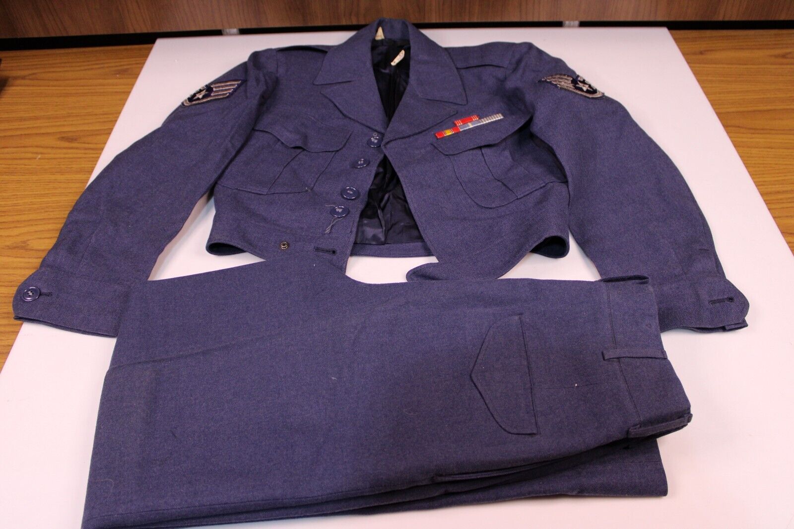 USAF 1950\'s JACKET small TROUSERS 28x31p AIR FORCE BLUE 84 WOOL Vintage Set