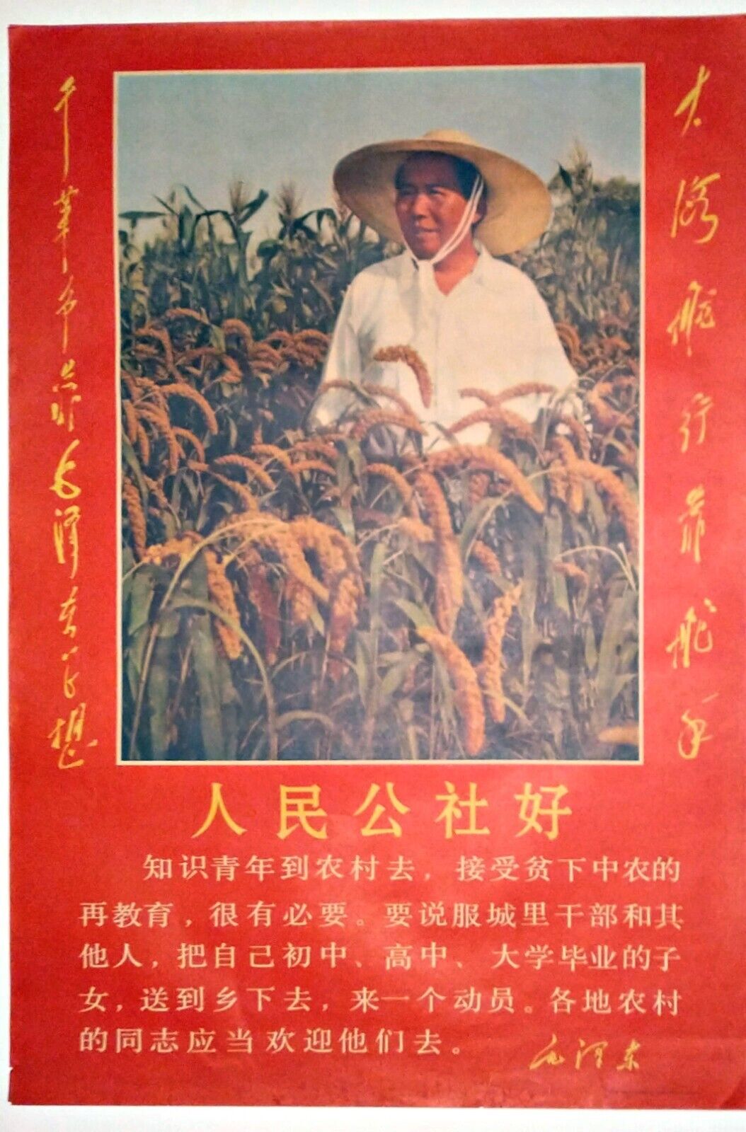 CHINESE CULTURAL REVOLUTION POSTER 60's VINTAGE - US SELLER - Mao & Communes
