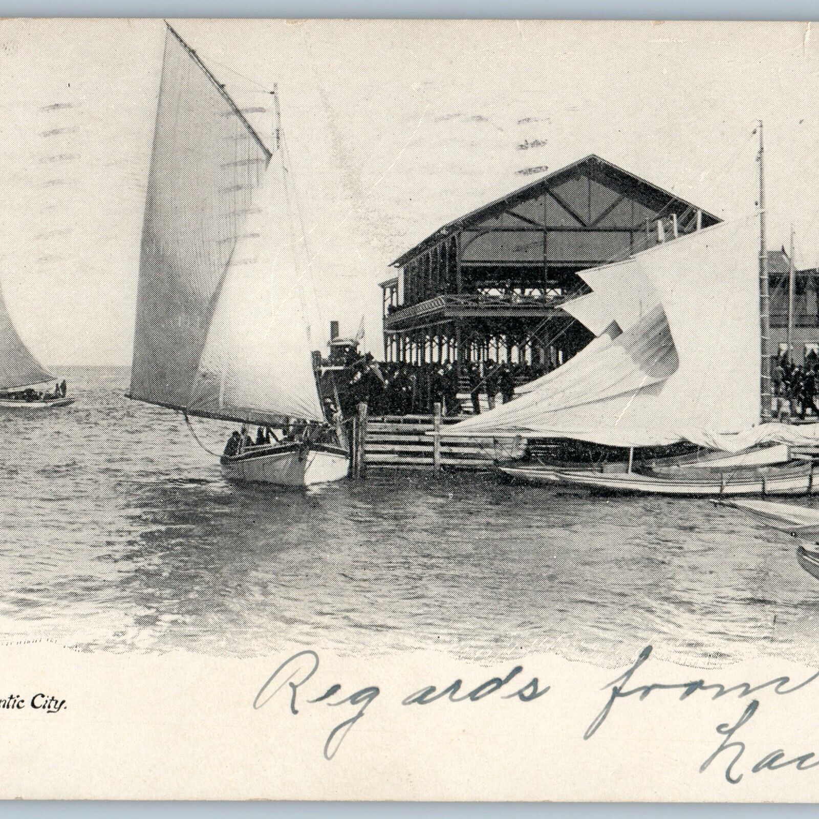 1905 UDB Atlantic City, NY Inlet Yachting Sailboat St Louis Annex Station A194