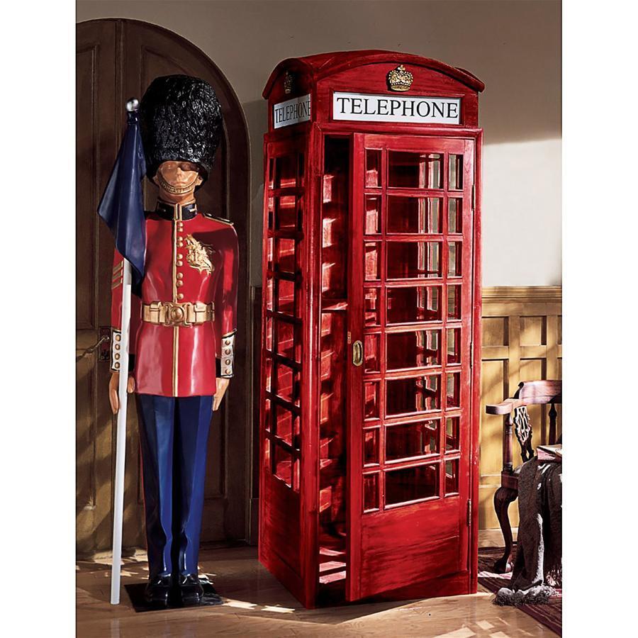 Solid Mahogany Classic British 7\' Public Telephone Booth Replica Beveled Glass