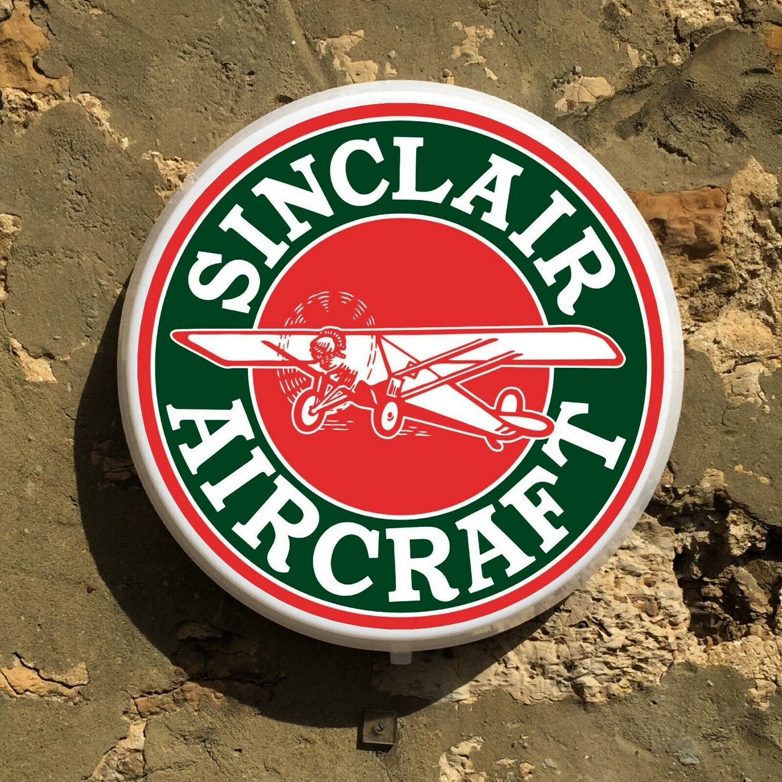SINCLAIR AIRCRAFT OIL LED SIGN WALL MOUNTED LIGHT BOX GARAGE VINTAGE AVIATION
