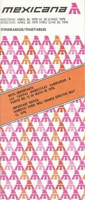 Mexicana timetable 1978/04/30