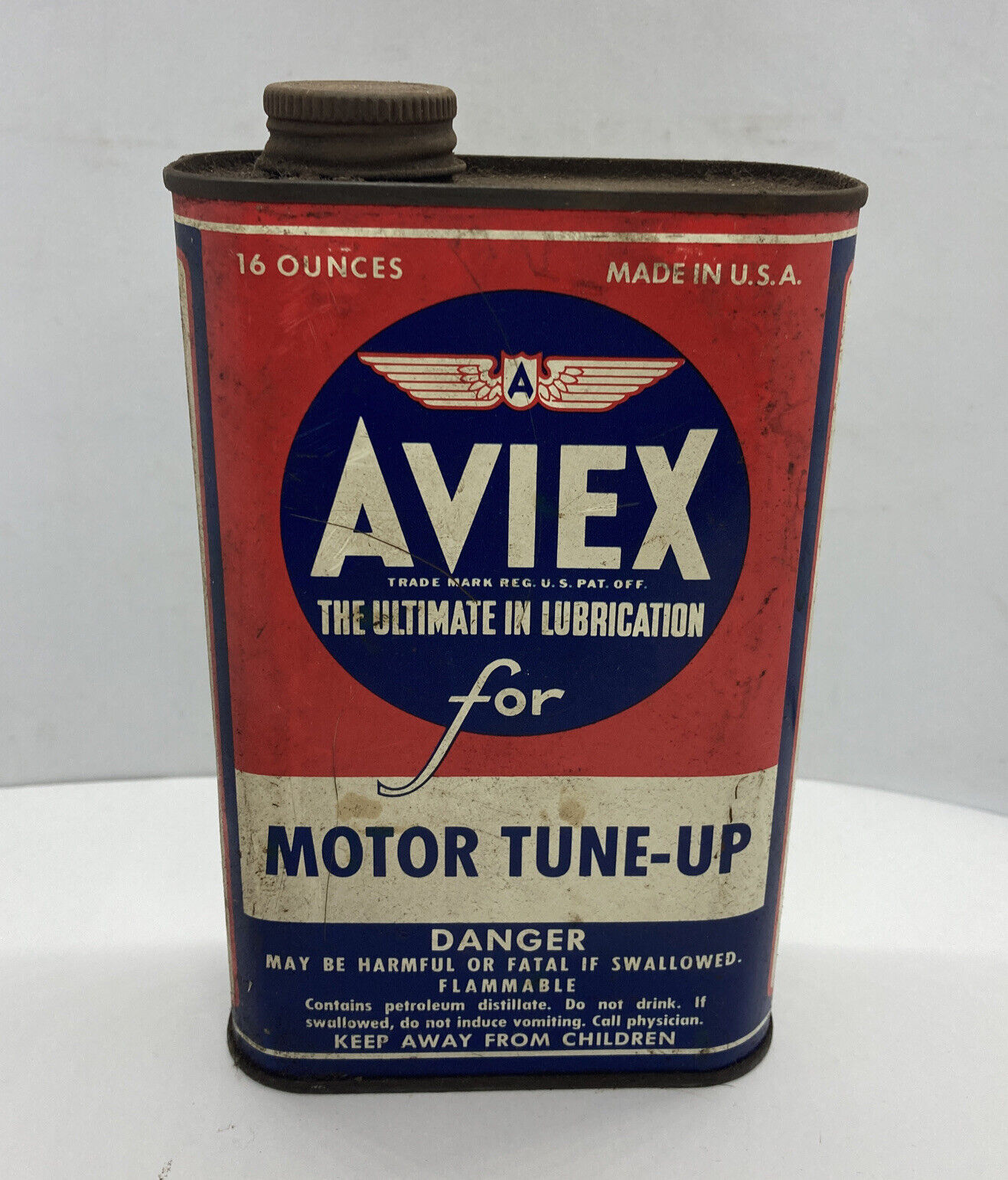 VINTAGE AVIEX MOTOR TUNE-UP CAN 16 OZ Sealed Niles, Michigan As Shown