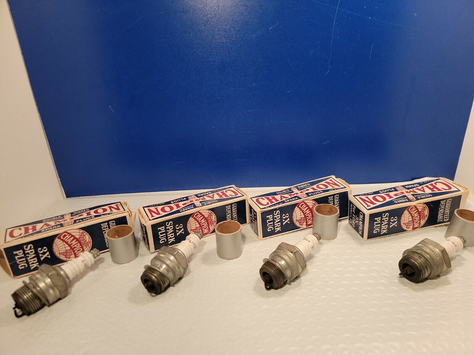 4-Vtg Champion C-16C Spark Plugs Used In 3 X Spark Plug Boxes , Ford Model A\'s 