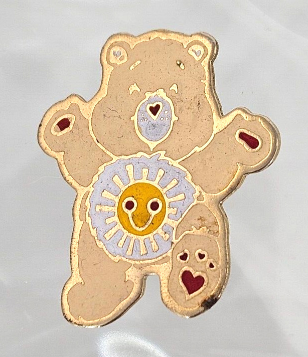 1983 Funshine Bear Pin~AGC H Eldon Ltd~Sunshine Care Bear Badge~Imperfection