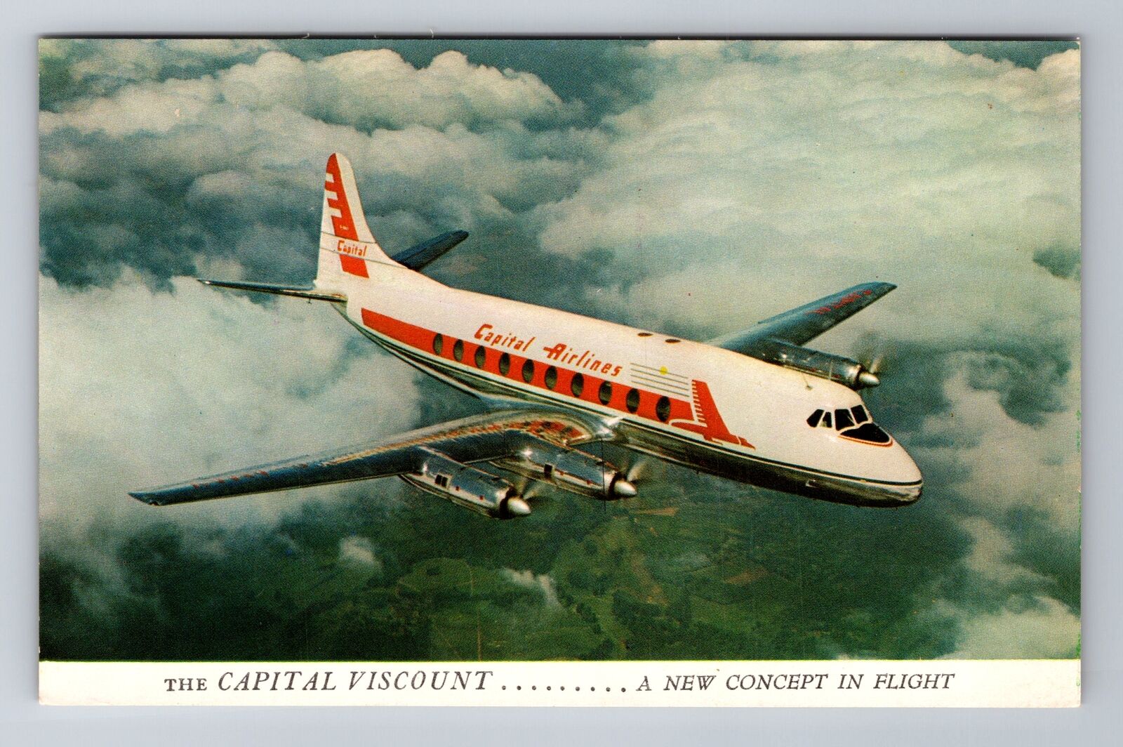 Capitol Air Viscount, Plane, Transportation Antique Vintage Souvenir Postcard