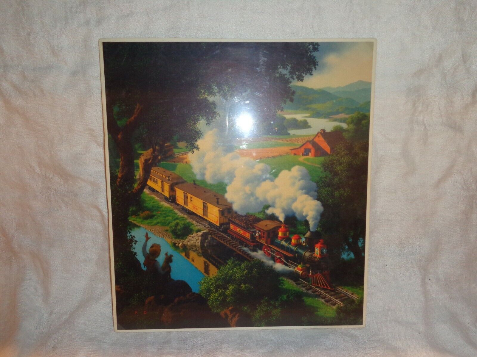 Vintage Railroad Train & Landscape Scenery Print