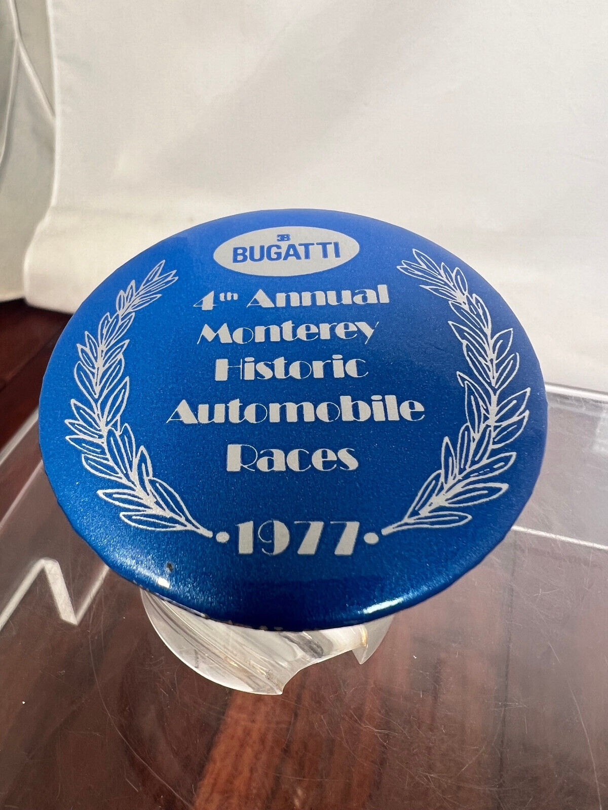 Vintage 1977 BUGATTI 4th Annual Monterey Historic Automobile Race Pinback Button
