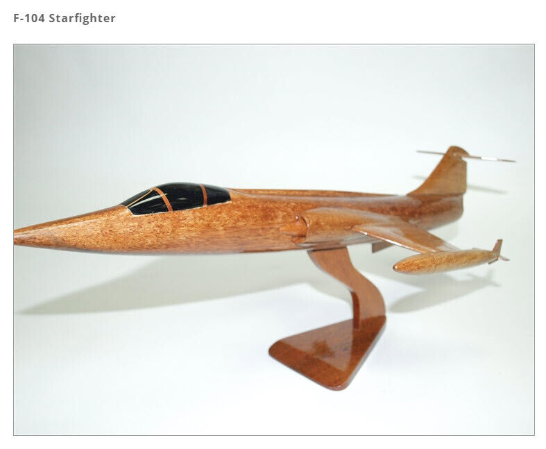 F-104 Starfighter Handcrafted Natural Mahogany Premium Wood Desk Model