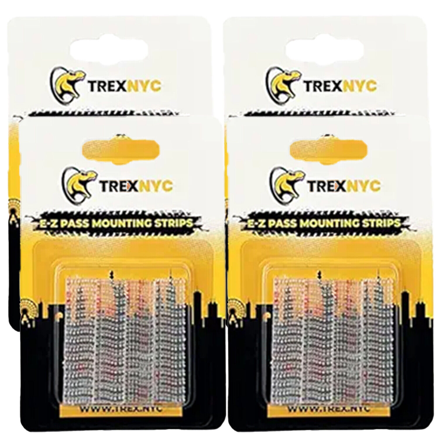 TrexNYC EZ Pass Mounting Strips, 4 Packs
