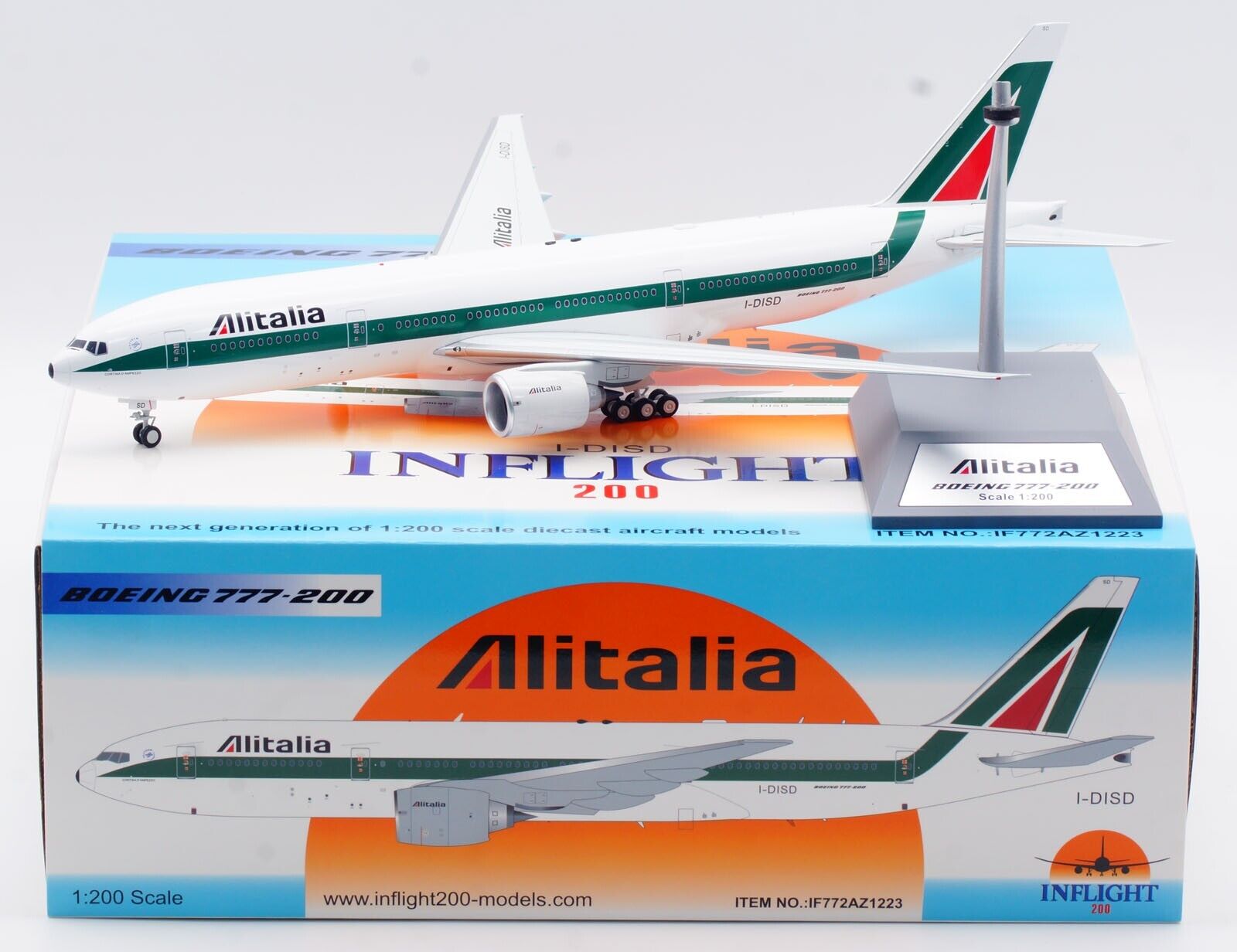 INFLIGHT 1:200 Alitalia Airlines Boeing B777-200 Diecast Aircraft Model I-DISD
