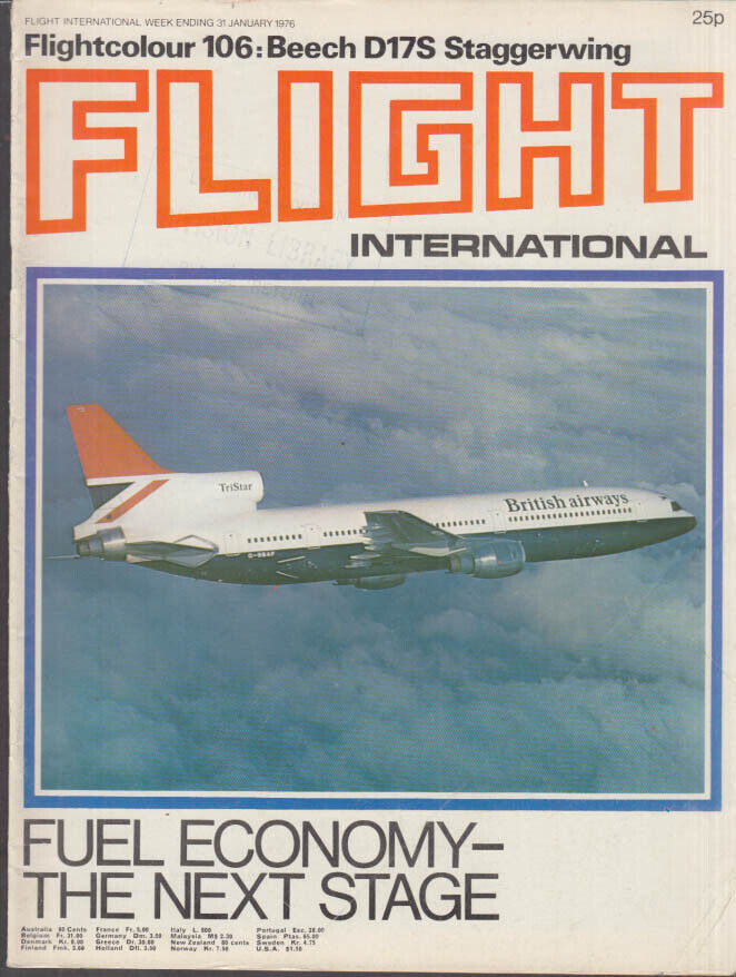 FLIGHT INTERNATIONAL 1/31 1976 Beech D17S Staggerwing; Robinson R22 Copter