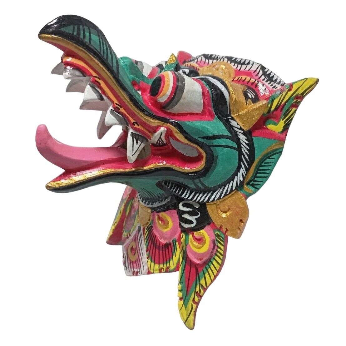 Turquoise Garuda Balinese Indonesia Wooden Mask Bird Wall Art Sculpture Decor