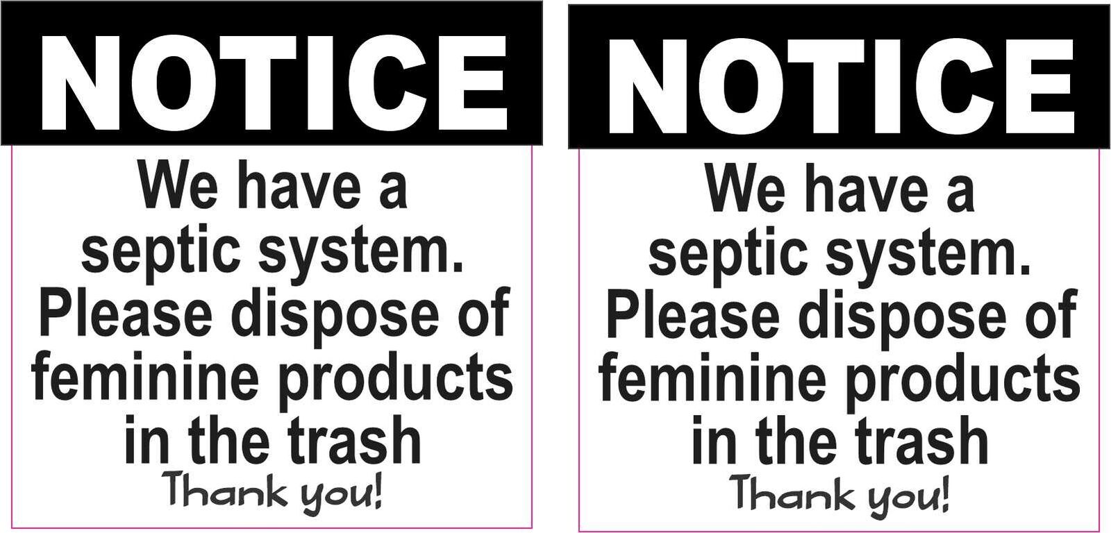 2.5in x 2.5in Dispose of Feminine Products in Trash Vinyl Stickers Sign Decals