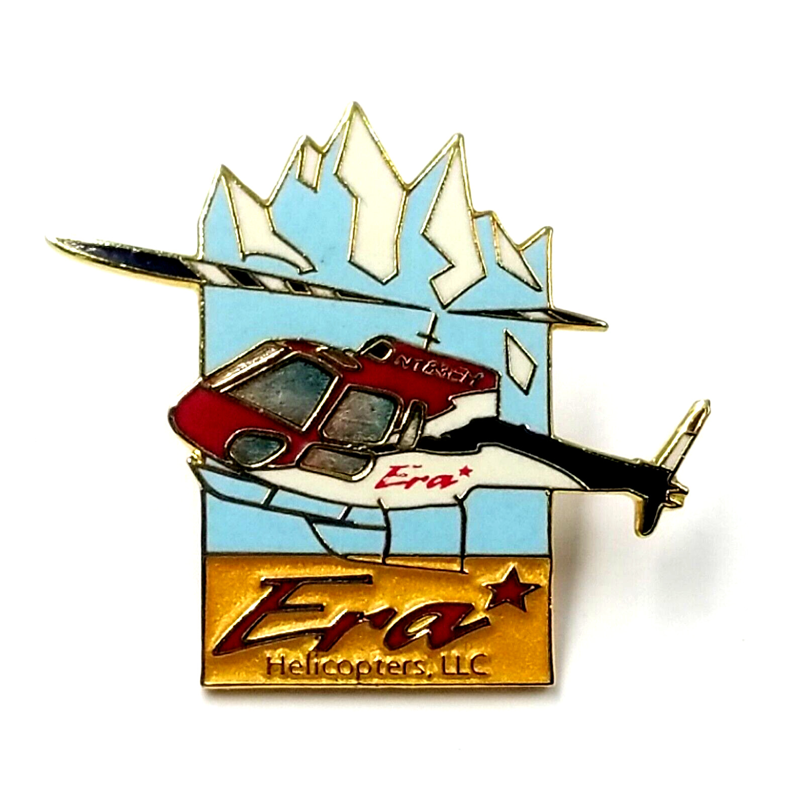 Era Economy Rotor Aids Helicopters Enamel Aircraft Lapel Pin Advertise Aviation