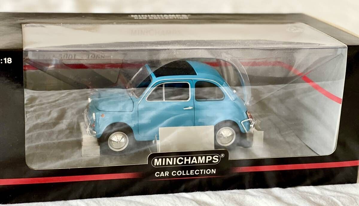 Minichamps Fiat 500 Nuova Color Blue 1/18 Scale Mini Car Rare Beautiful Item