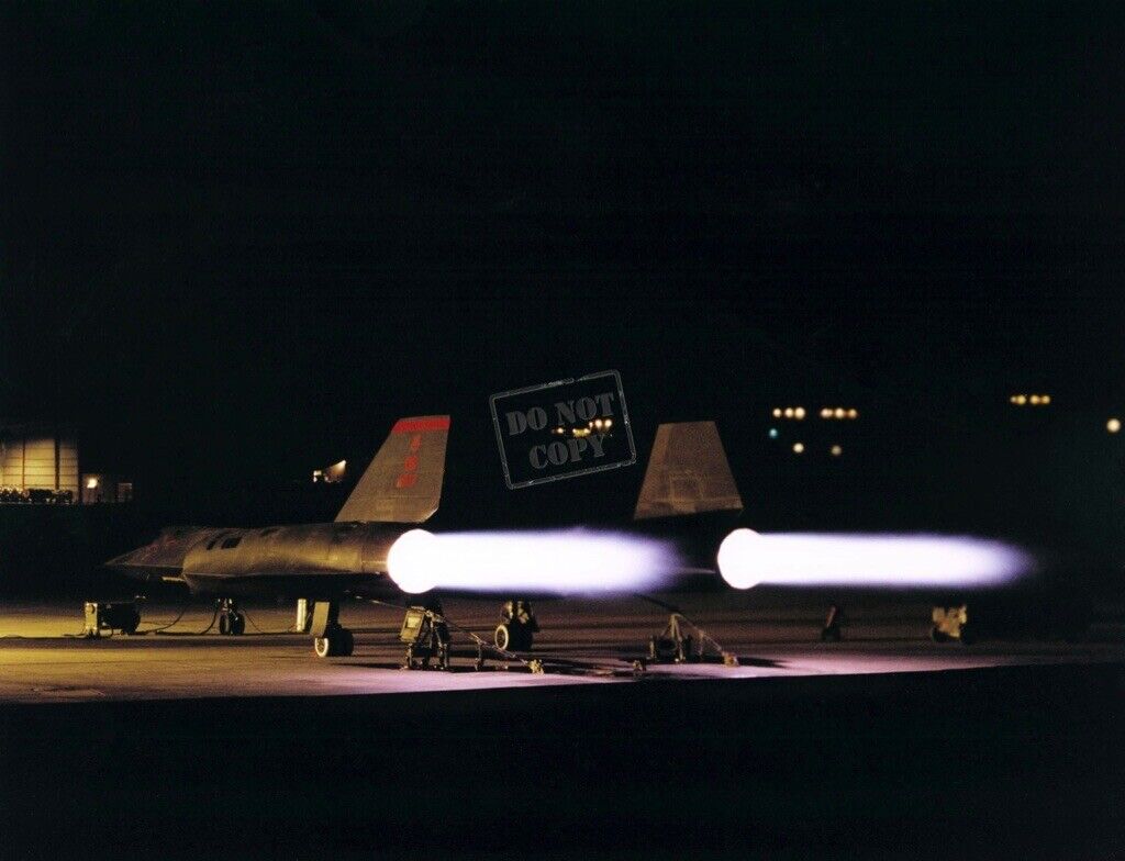 SR-71A on ramp with dual max afterburner engines firing 8X12 PHOTOGRAPH NASA D