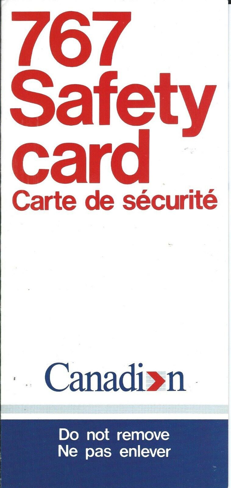 Safety Card - Canadian Airlines International - B767 - 1990 (S4162)