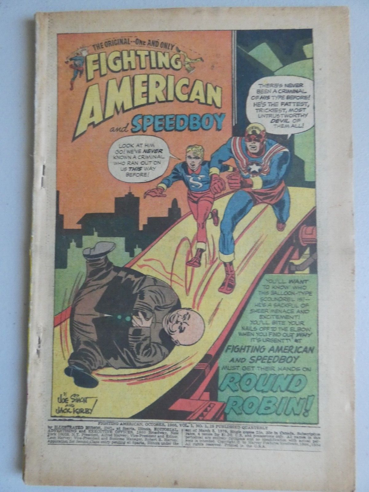 FIGHTING AMERICAN # 1, 1966, SIMON AND KIRBY Harvey Comics key, Coverless