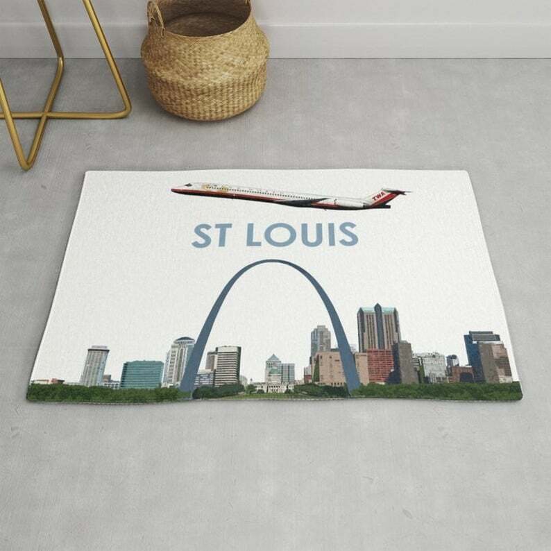 TWA MD-80 over St Louis - Area Rug - Area Rug (2' x 3')