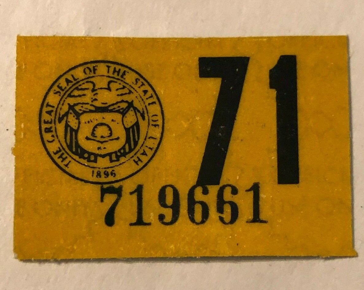 1971 Utah Motorcycle Car Truck New License Plate Registration Special Tag