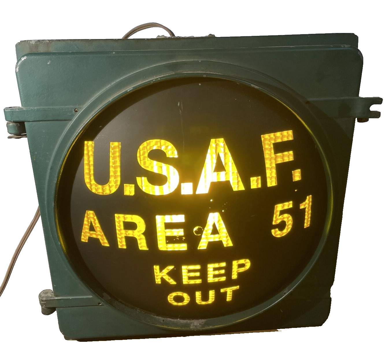 USAF Vintage KEEP OUT Signal Street Light Sign AREA 51 Eagle Military 14 X 14