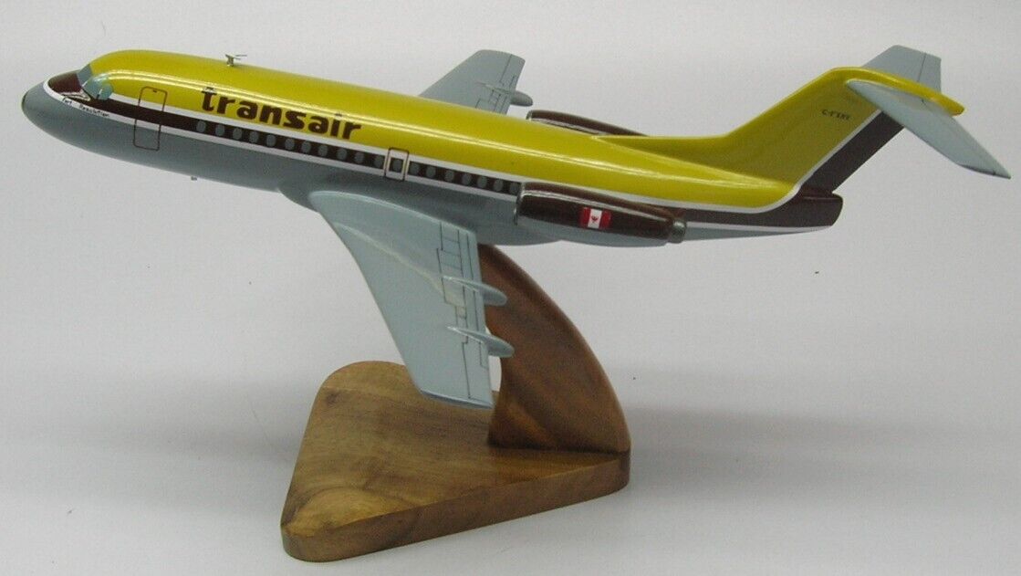 Fokker F28 Transair Airplane Desktop Mahogany Kiln Dried Wood Model Small New