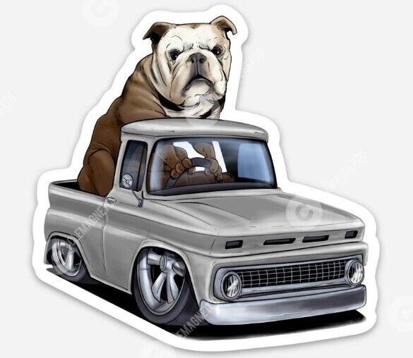 Classic Chevy Truck Bull Dog STICKER - Ratfink Style Chevrolet Rat Fink Car Show